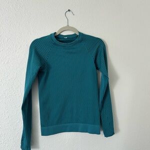 Lululemon Teal Ribbed Long Sleeve Running Shirt